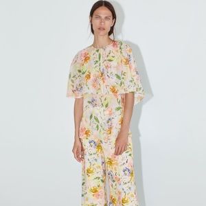 ZARA Floral Print Overlay Top